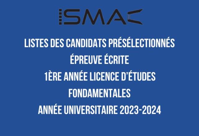 Présélection licence ISMAC Rabat 2023