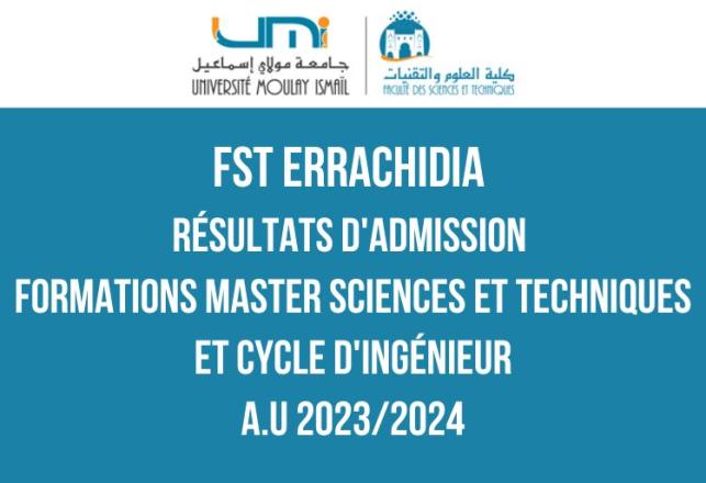FST Errachidia Résultats définitifs MST et CI 2023-2024