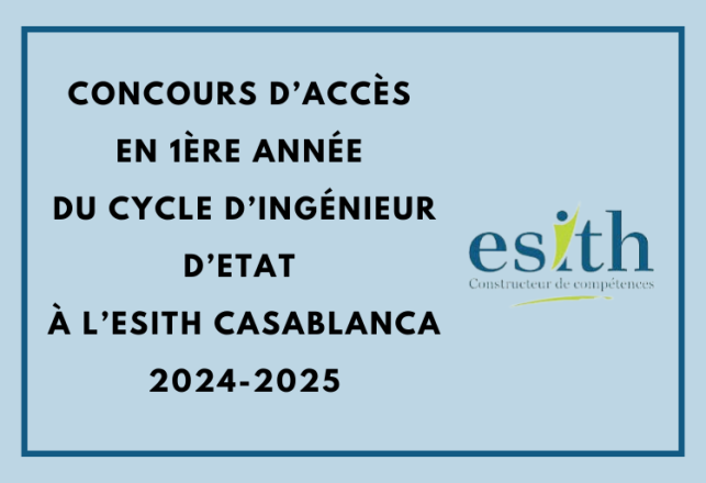 Concours 1ère année cycle ingénieur ESITH 2024-2025