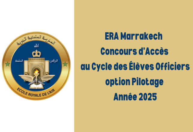 ERA Marrakech Concours Élèves Officiers option Pilotage 2025