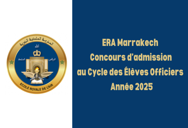 Concours d'accès au Cycle des Élèves Officiers ERA Marrakech 2025